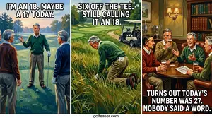 Every group has a guy who announces his handicap on the first tee. The comic strip about what the back nine actually reveals — and why nobody says a word.