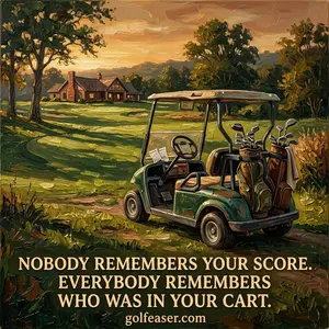 A weekend golfer's honest take on why the scorecard fades and the guys in your cart never do. One line, one memory, one reason we keep showing up.