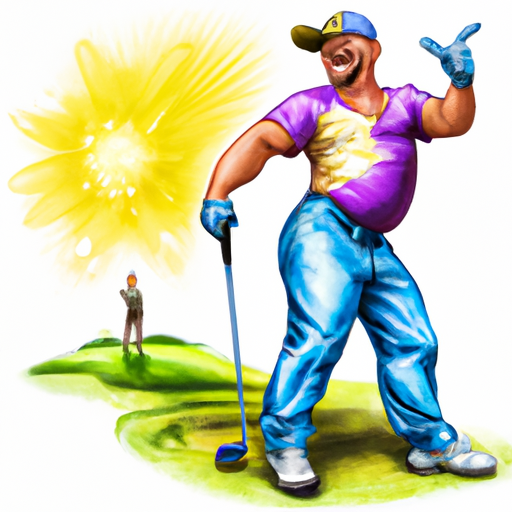 A happy dancing golfer
