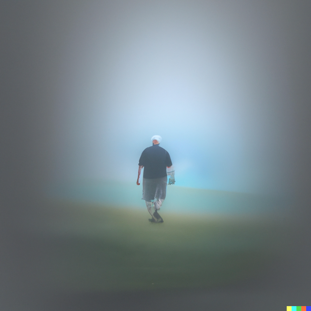 A lone golfer walking the golf course