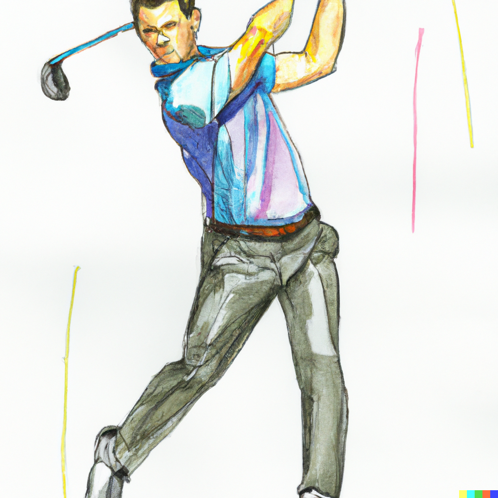A male golfer and the basics of the golf swing