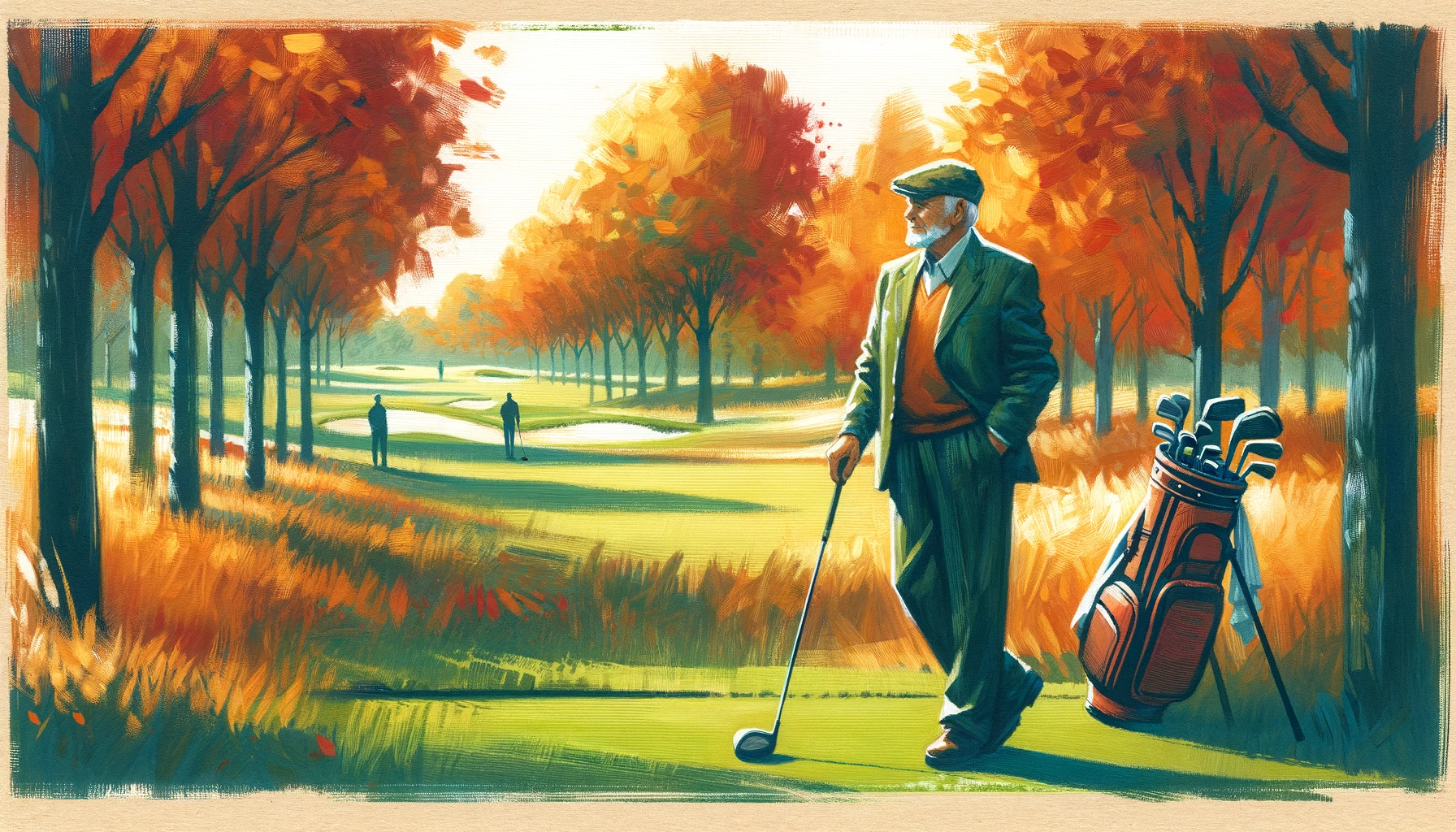 Autumn golf course elegant swing