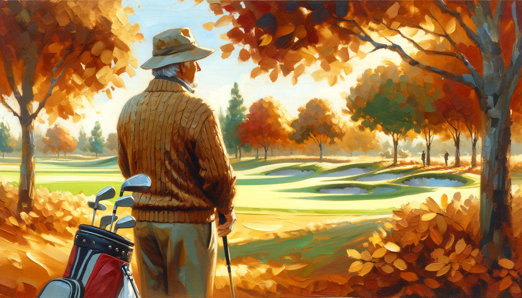 Autumn golfing elderly golfer sun hat Autumn golfing elderly golfer sun hat