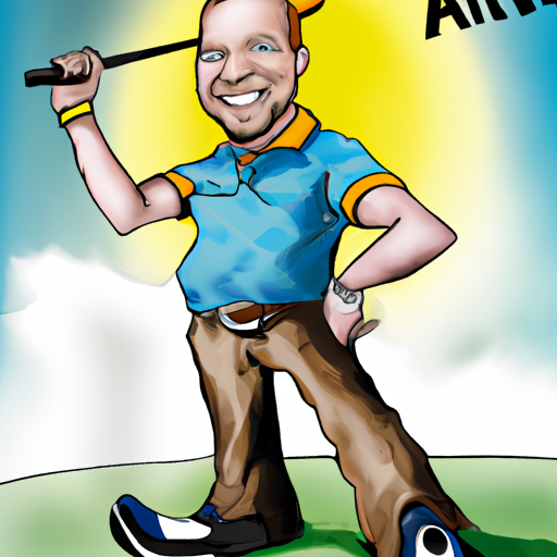 Beginner golfer in blue with a driver