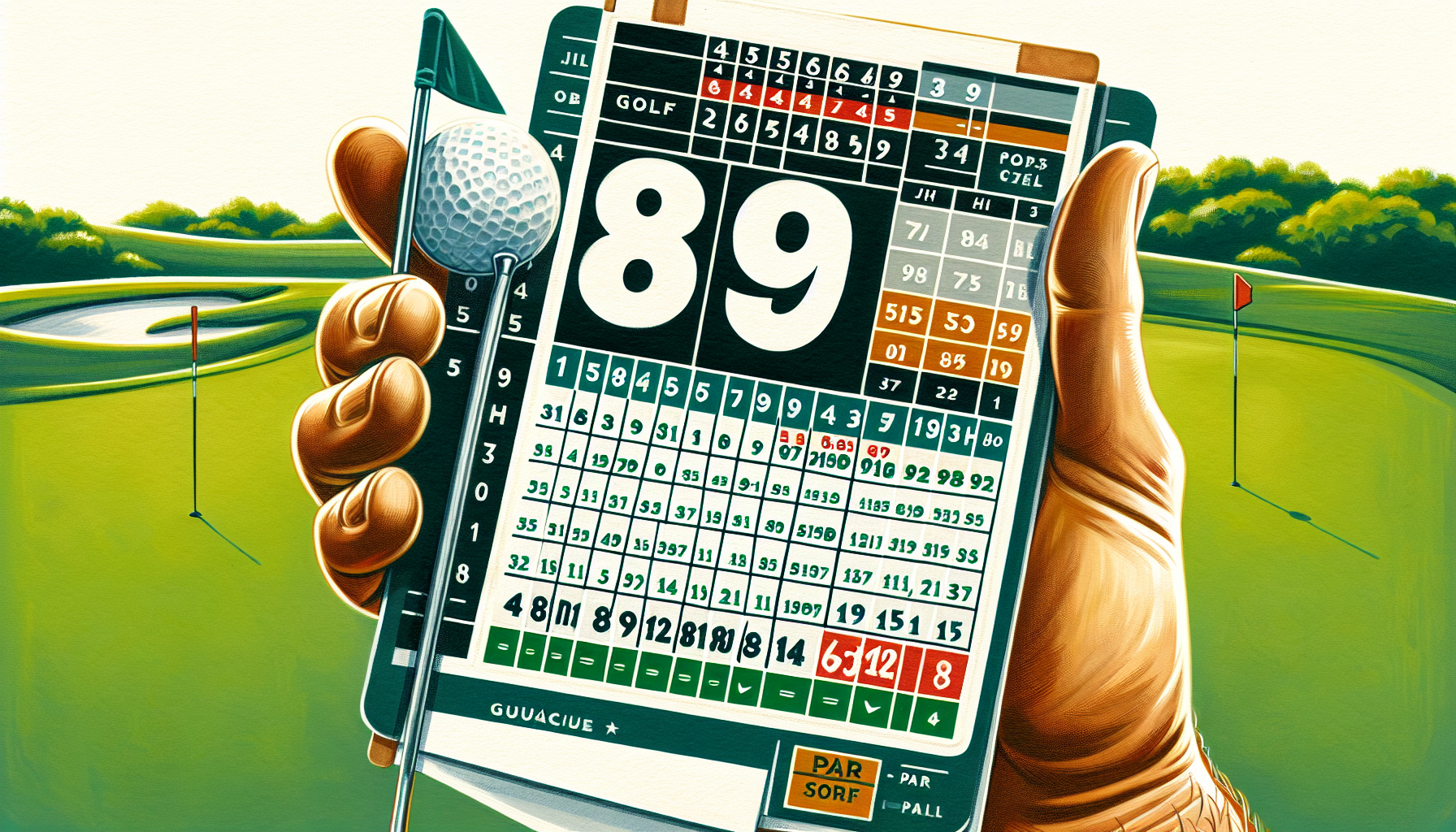 Golf scorecard showing score of 89 breaking 90 milestone achievement