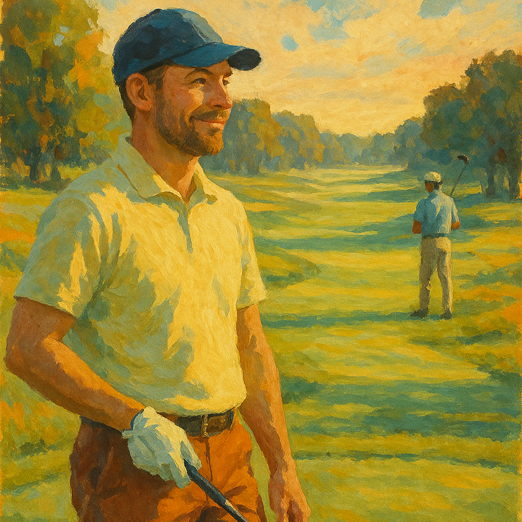 Golfer checking scorecard showing score in 80s