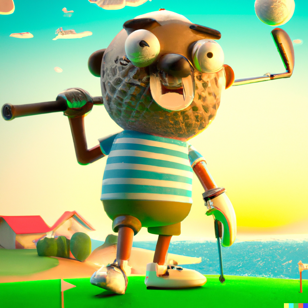 Cartoon golfer in stripes Cartoon golfer in stripes