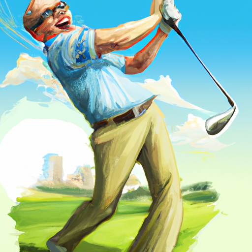 Crazy happy golfer swinging a club