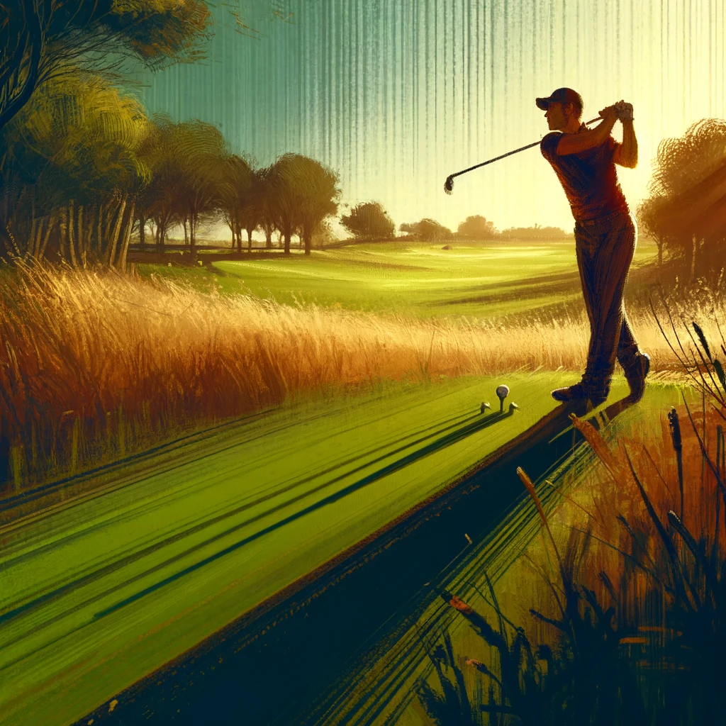 Golf drive swing on course Golf drive swing on course