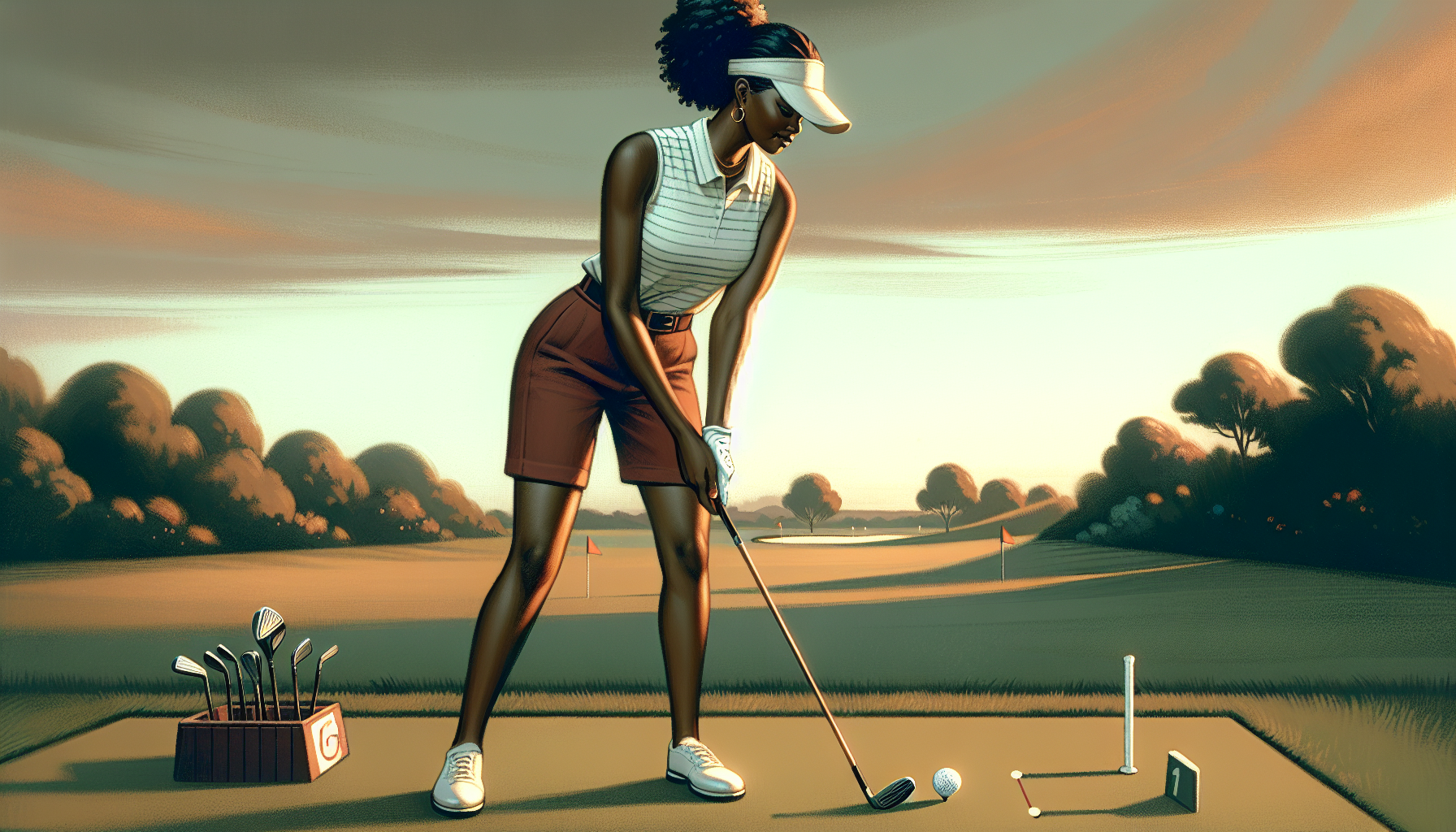 Beginner golfer learning proper setup position with correct grip stance and posture