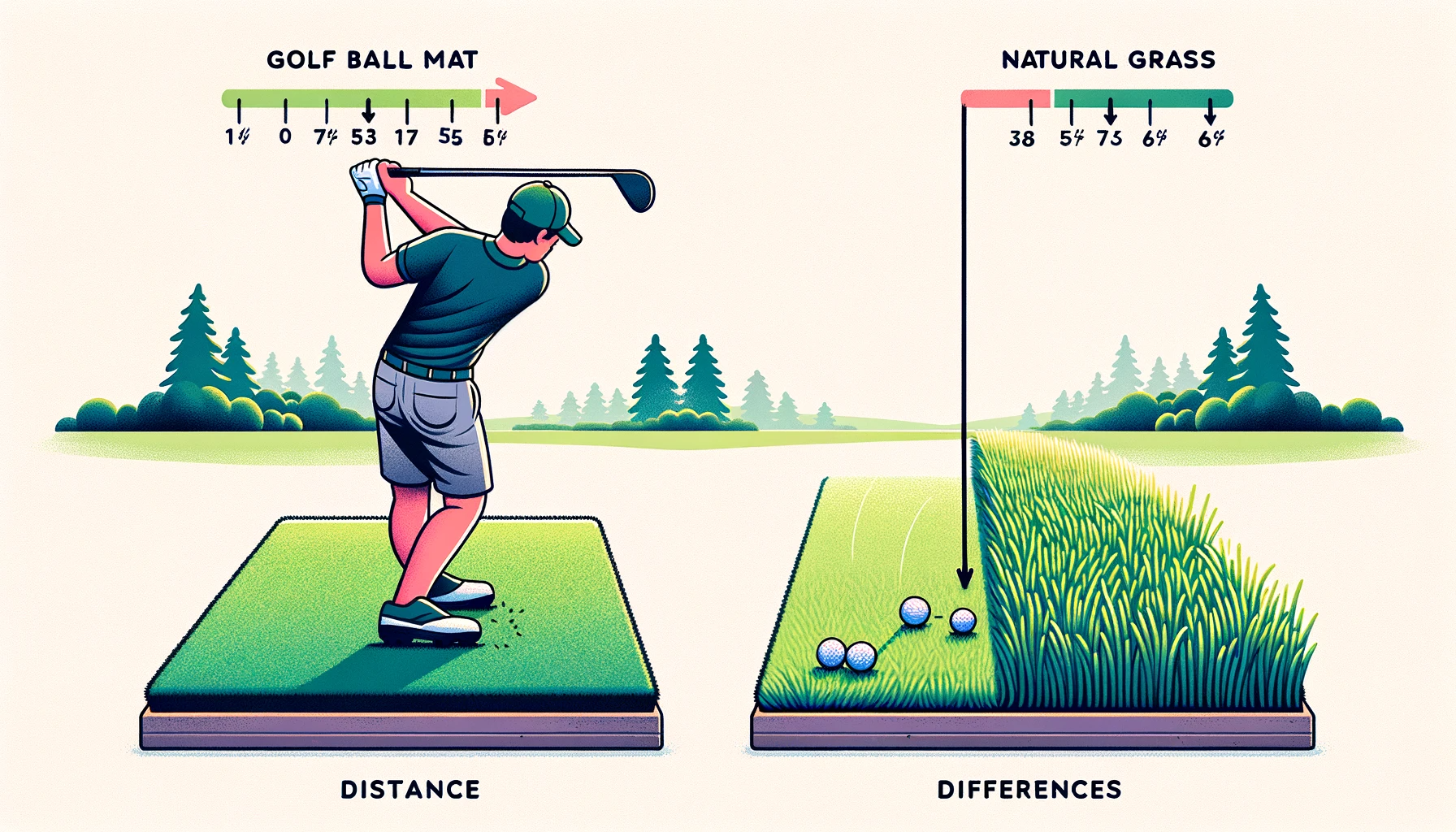 Golf mat vs grass distance