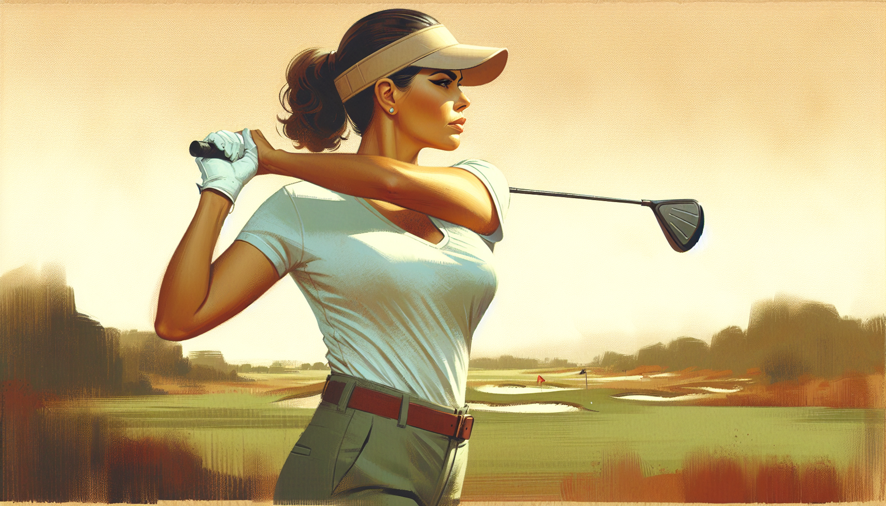 Weekend golfer practicing mental game techniques with confident stance and focused expression