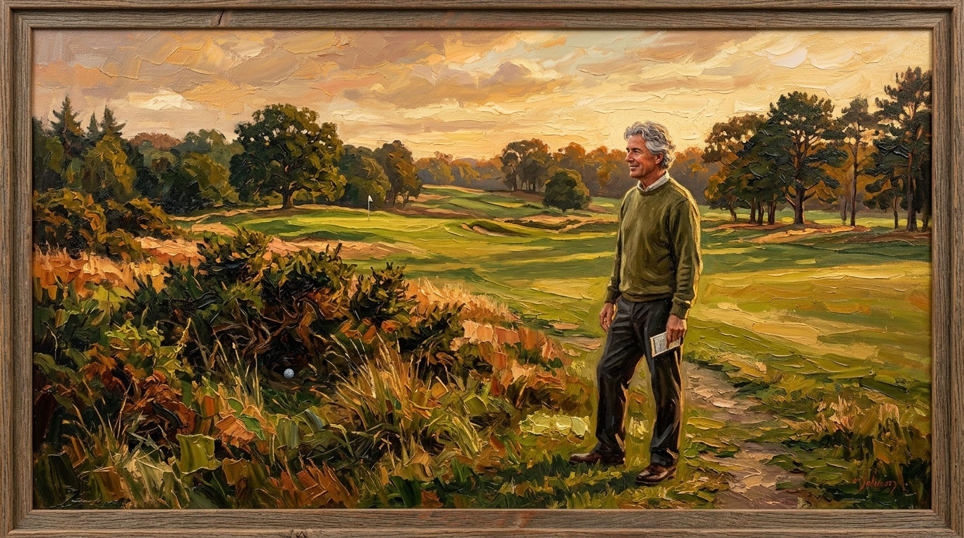 Golfer walking away from a buried ball in the rough toward an open fairway, stableford golf scoring explained