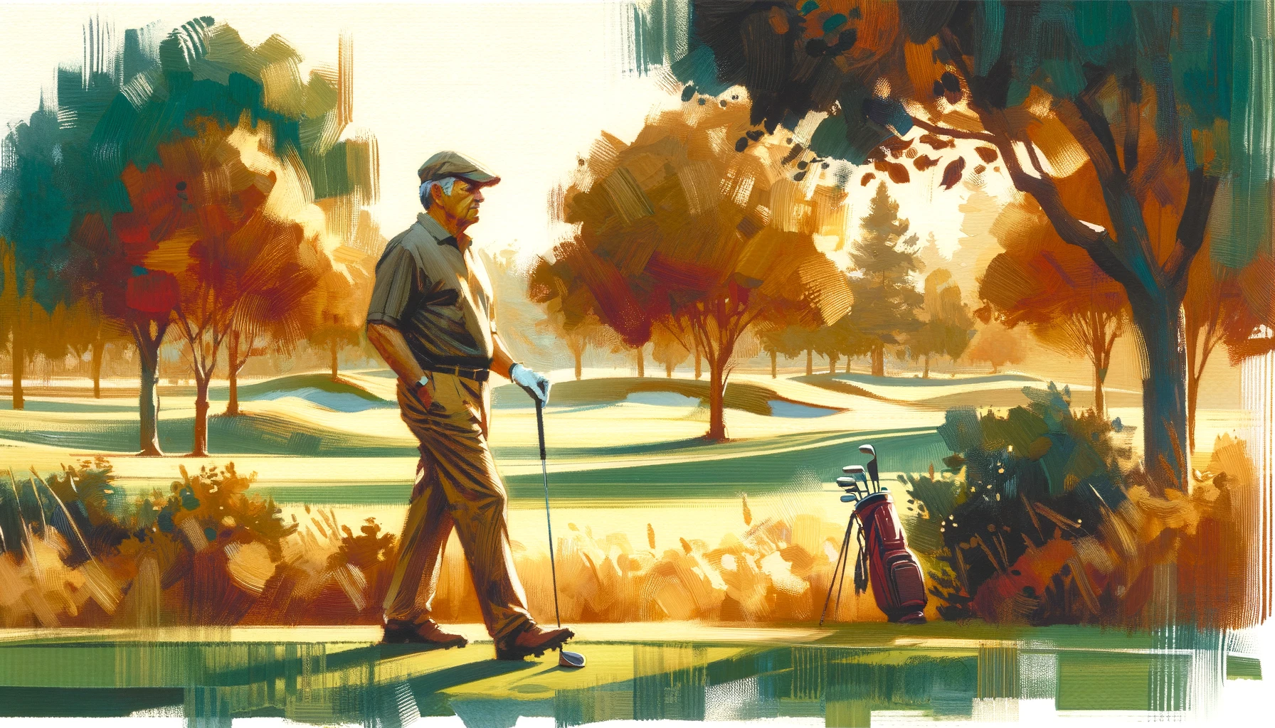 Golfer embracing nature