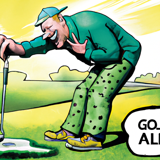 Golfer having fun putting