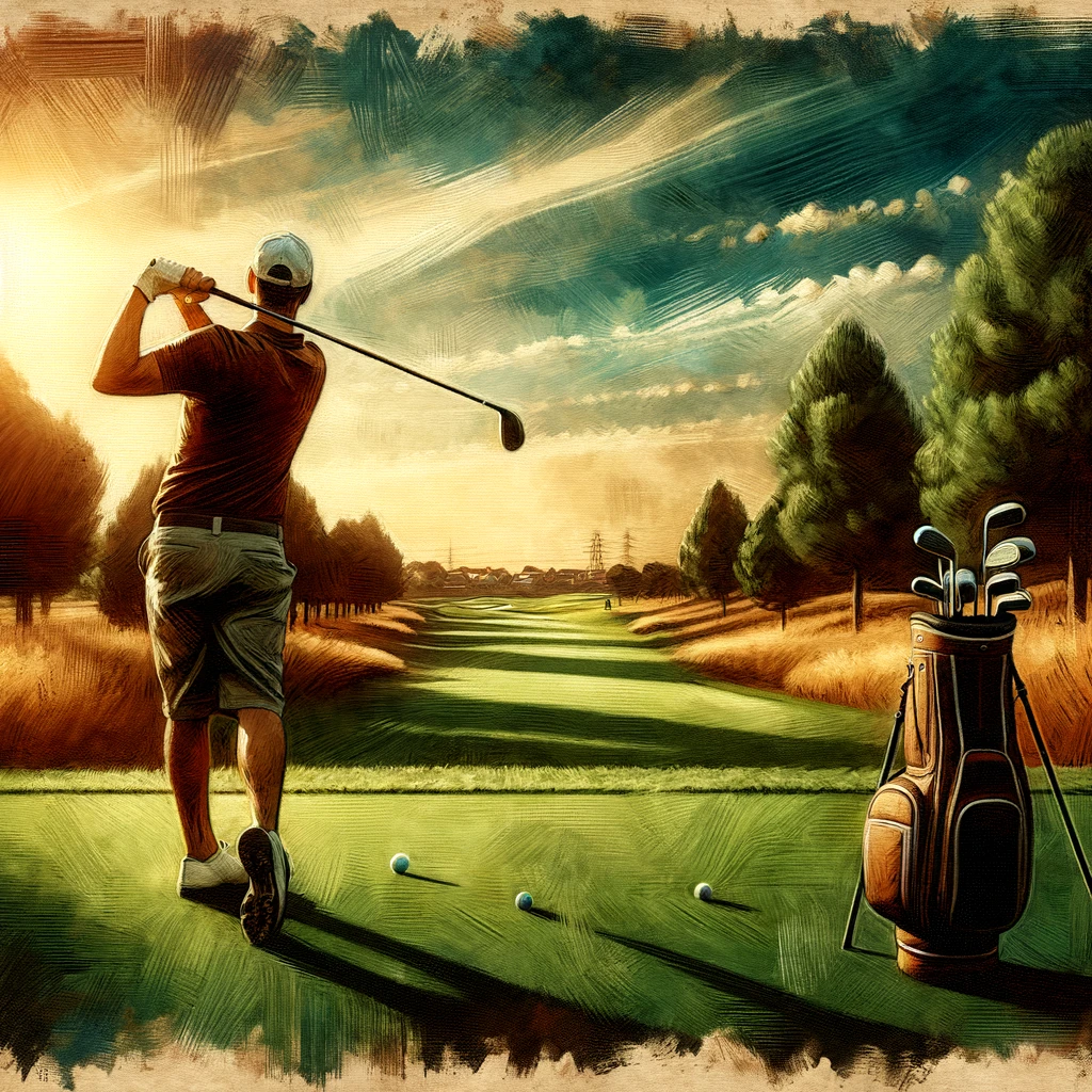 Golfer hitting the ball farther fairway Golfer hitting the ball farther fairway