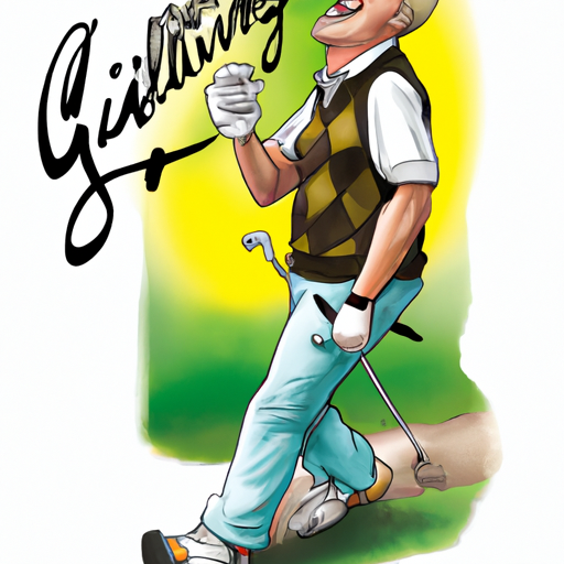 Golfer in brown vest happy with chips