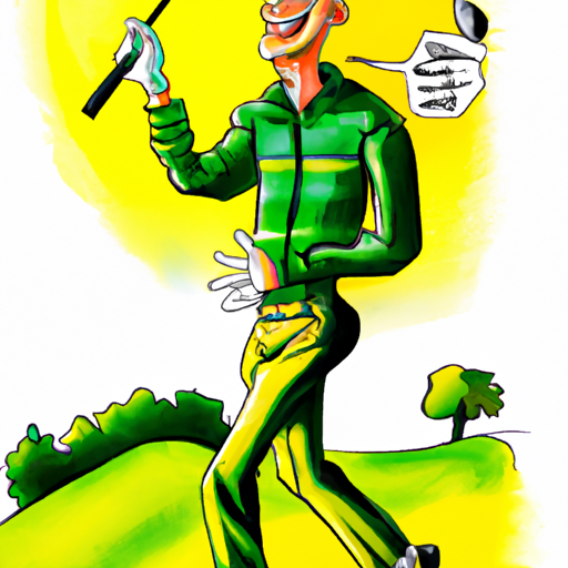 Golfer in green talking to himself on the course