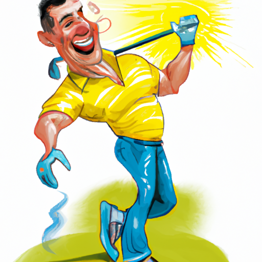 Golfer in yellow feeling strong on the course