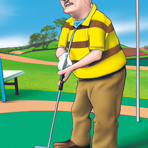 Golfer in yellow putting on the green