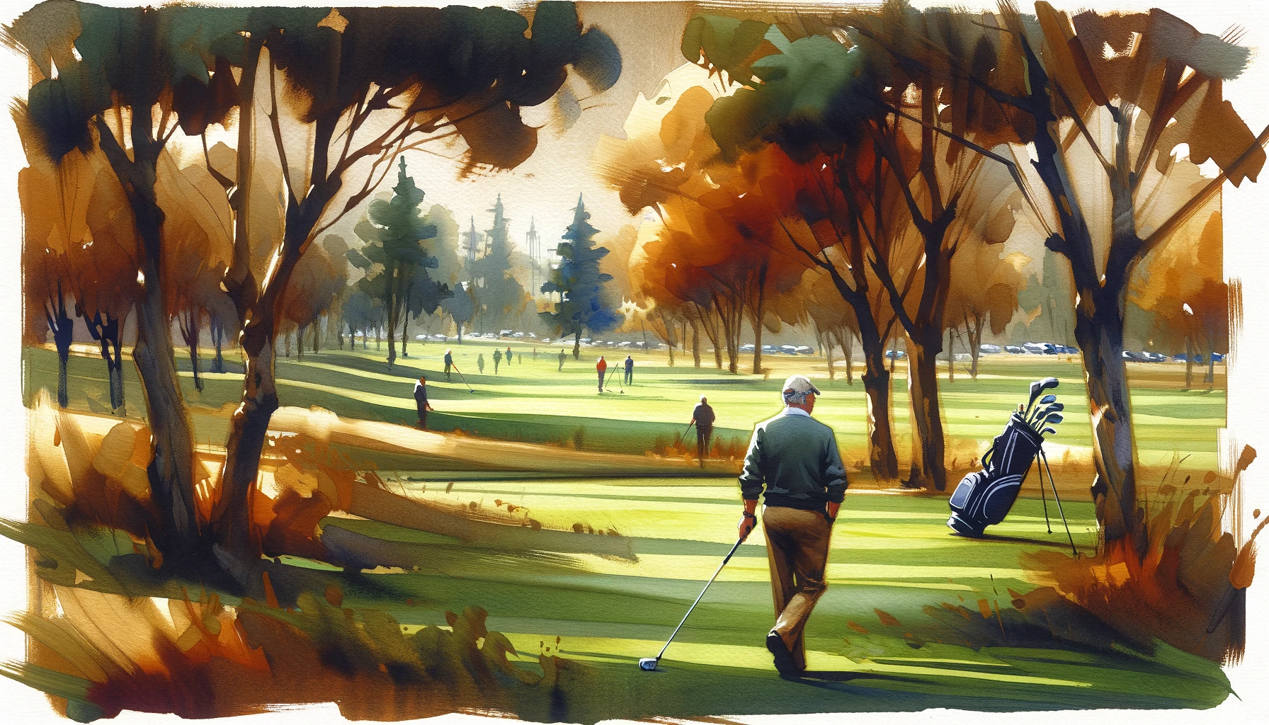 Golfer mid swing tranquility