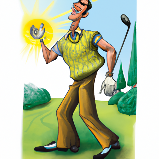 Golfer on a sunny golf course practicing