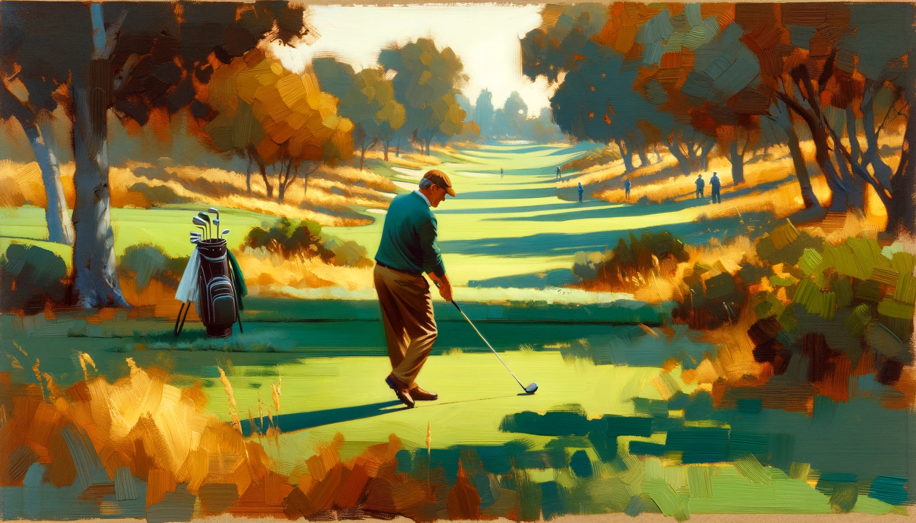 Golfer passion under sunrise