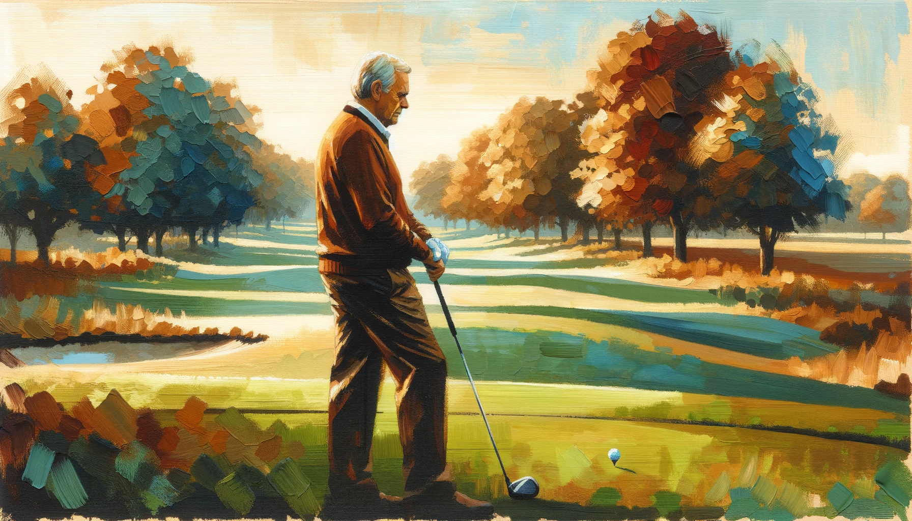 Golfer serenity warm colors