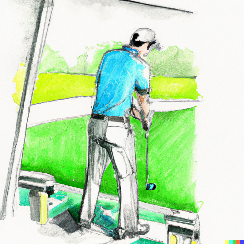 Golfer with a launch monitor Golfer with a launch monitor