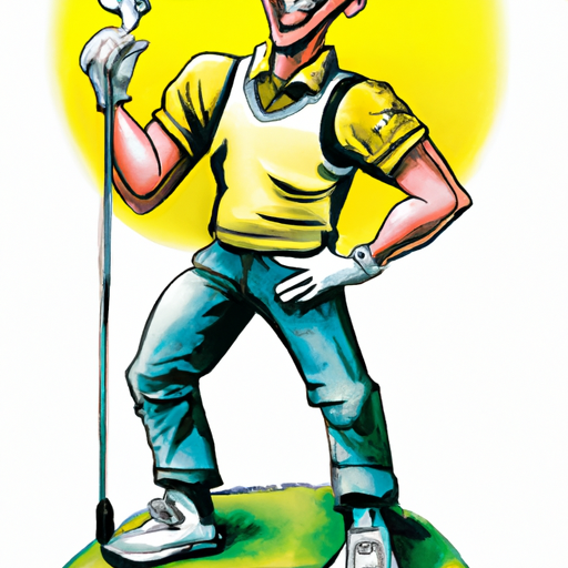 Happy golfer in the sun on the course dressed in yellow