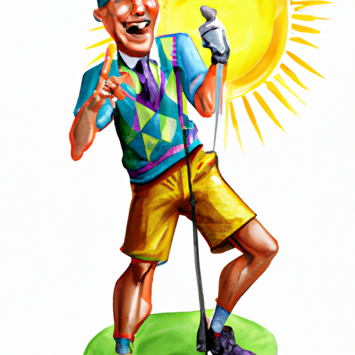 Happy golfer on sunny golf course big smile