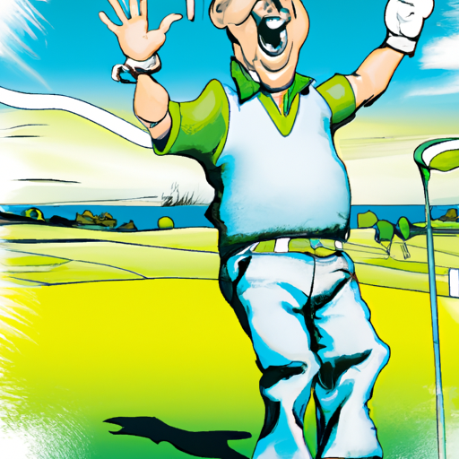 Happy golfer with long power drive