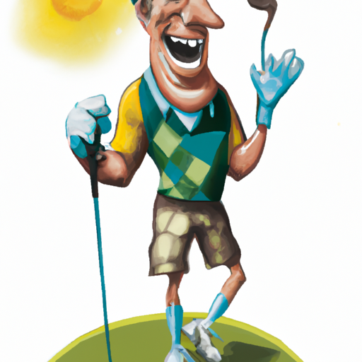 Happy golfer with magic hands
