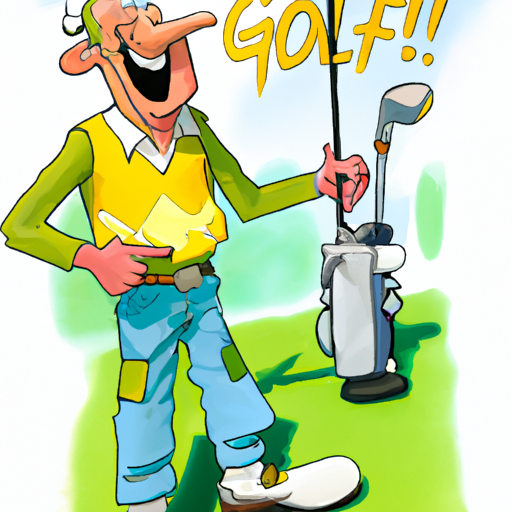Happy weekend golfer in yellow and text golf