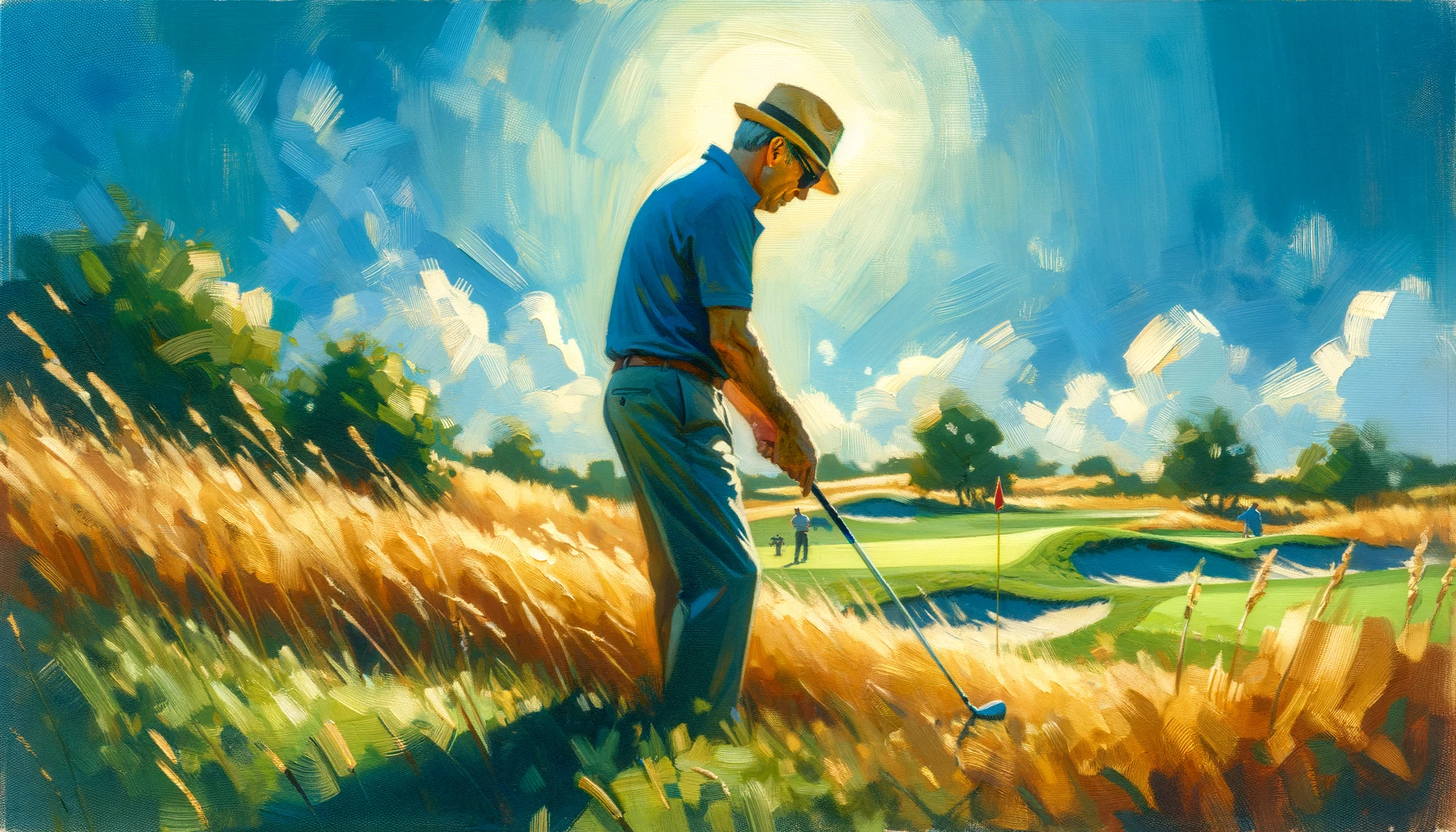 How to read a golf green - a golfer planning his next move