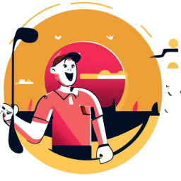Illustration of happy golfer in red