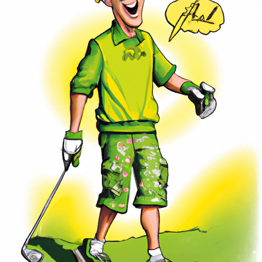 Lefty golfer in green happy with his shot