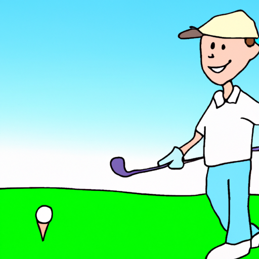 Sunny Day on the Golf Course: Animated Golfer in Polo Shirt and Cap, Preparing to Tee Off.