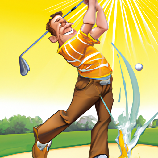 Male golfer in brown pants hitting a nice iron shot