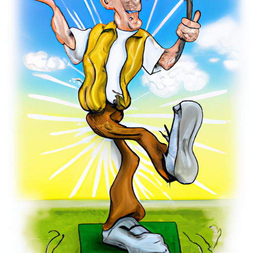 Male golfer with an iron club on a sunny day