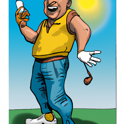 Newbie golfer training his swing