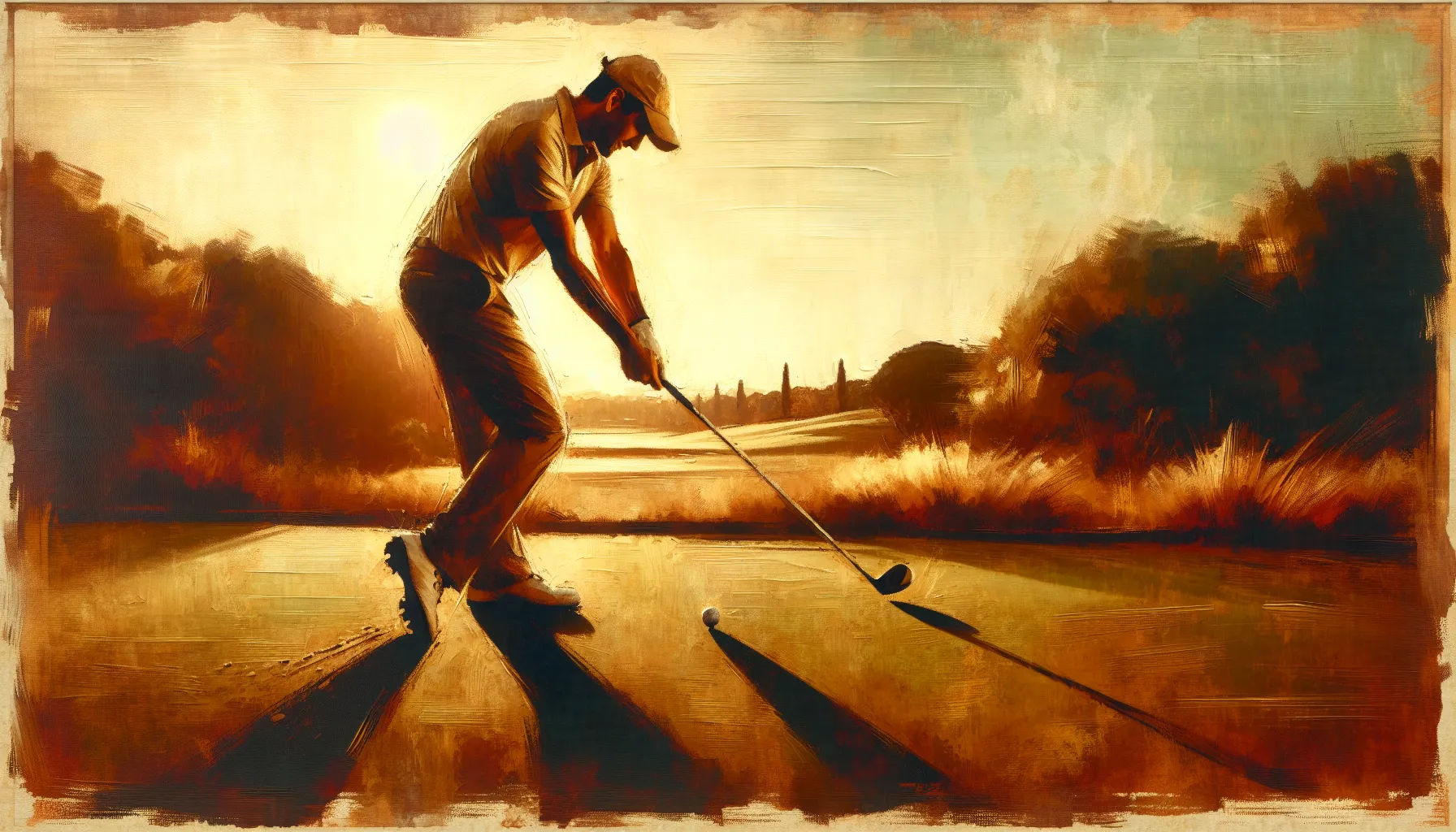 An optimistic golfer swinging his club with perfect form. An optimistic golfer swinging his club with perfect form.