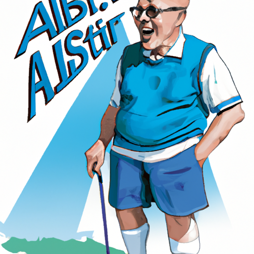 Senior golfer in blue shorts on the course