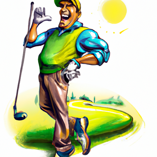 Very happy golfer in the sun on the course