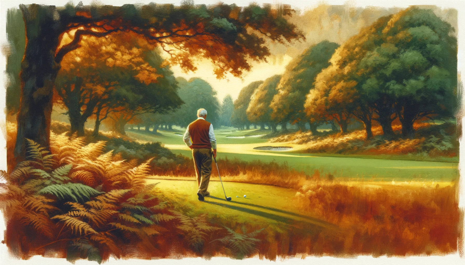 Veteran golfer warm autumn