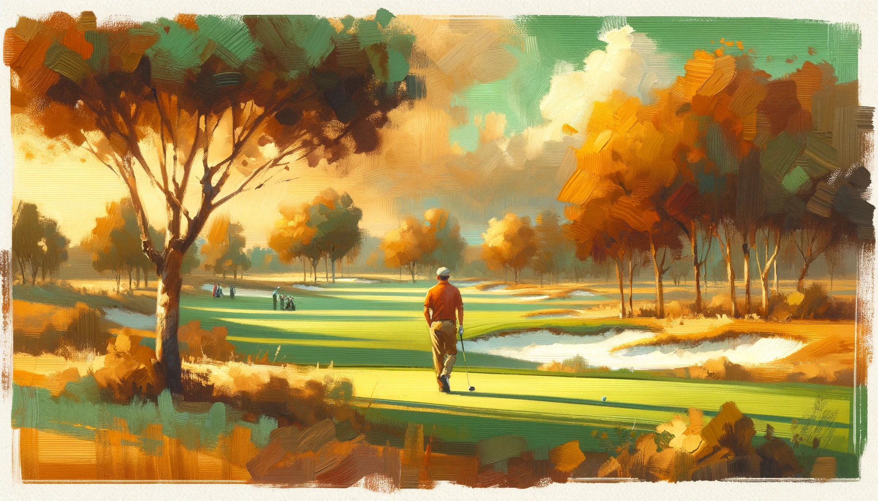 Weekend golfer stretching scene