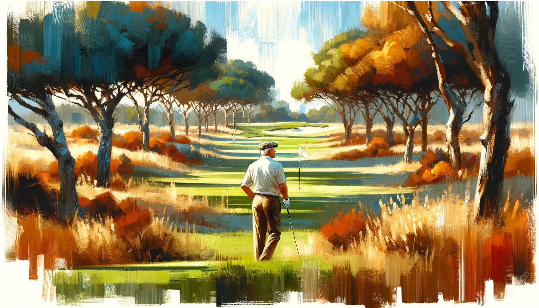 Weekend golfer tranquil ambience