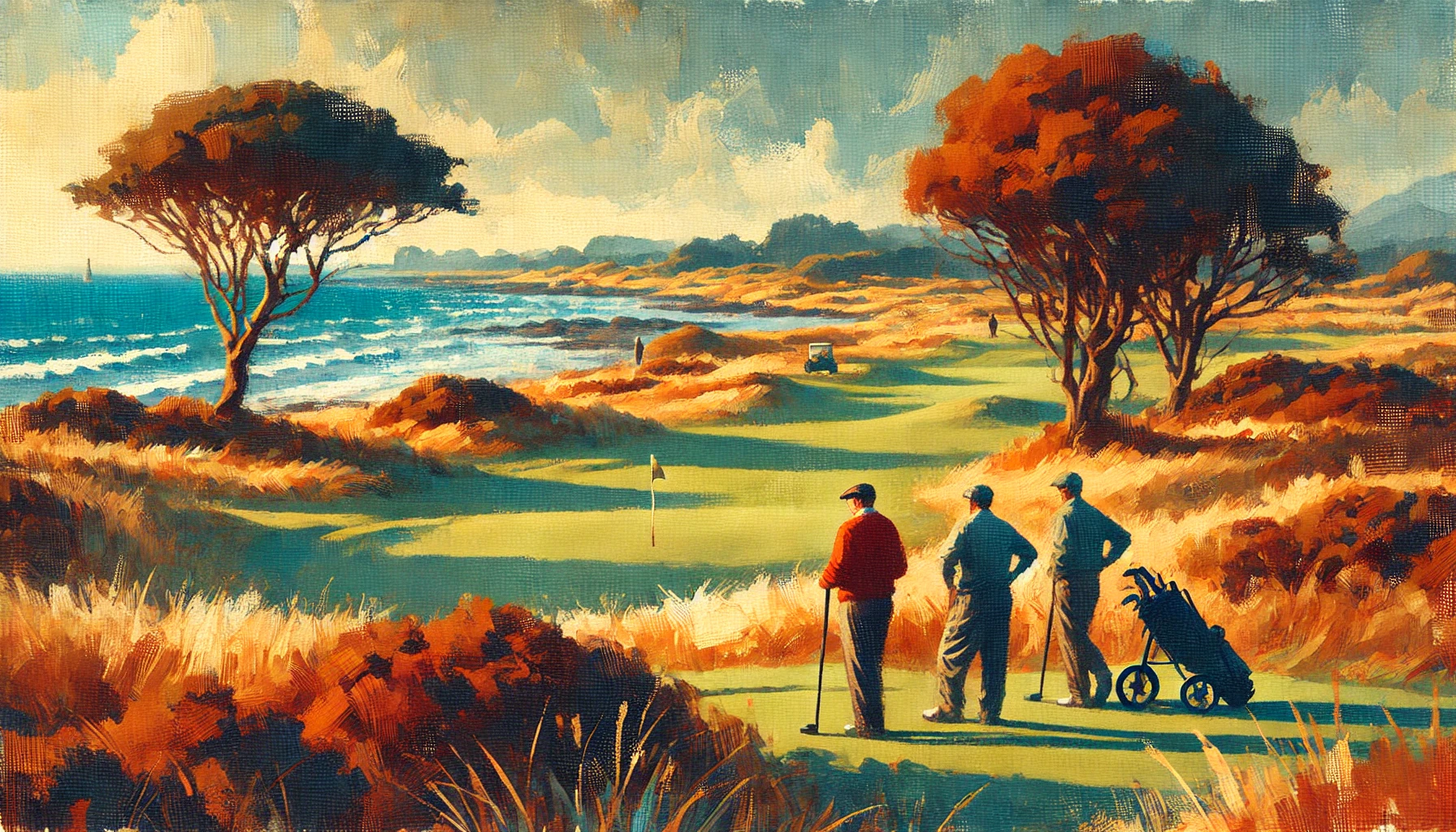 Weekend golfers on a links golf course Weekend golfers on a links golf course