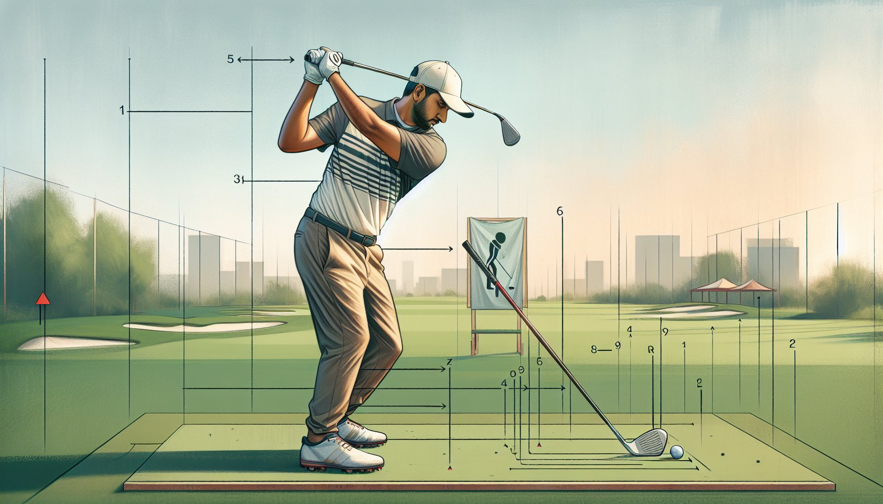 Basic golf swing setup position demonstration showing proper stance and grip