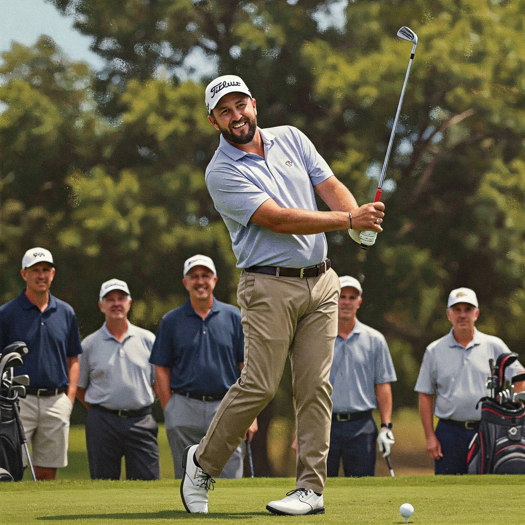 Frustrated golfer after chunking an iron shot with divot flying